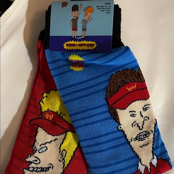 MTV Other - Bevis and Butt-Head Blue and Red Socks. Shoe Size 6.5 - 12. NWT